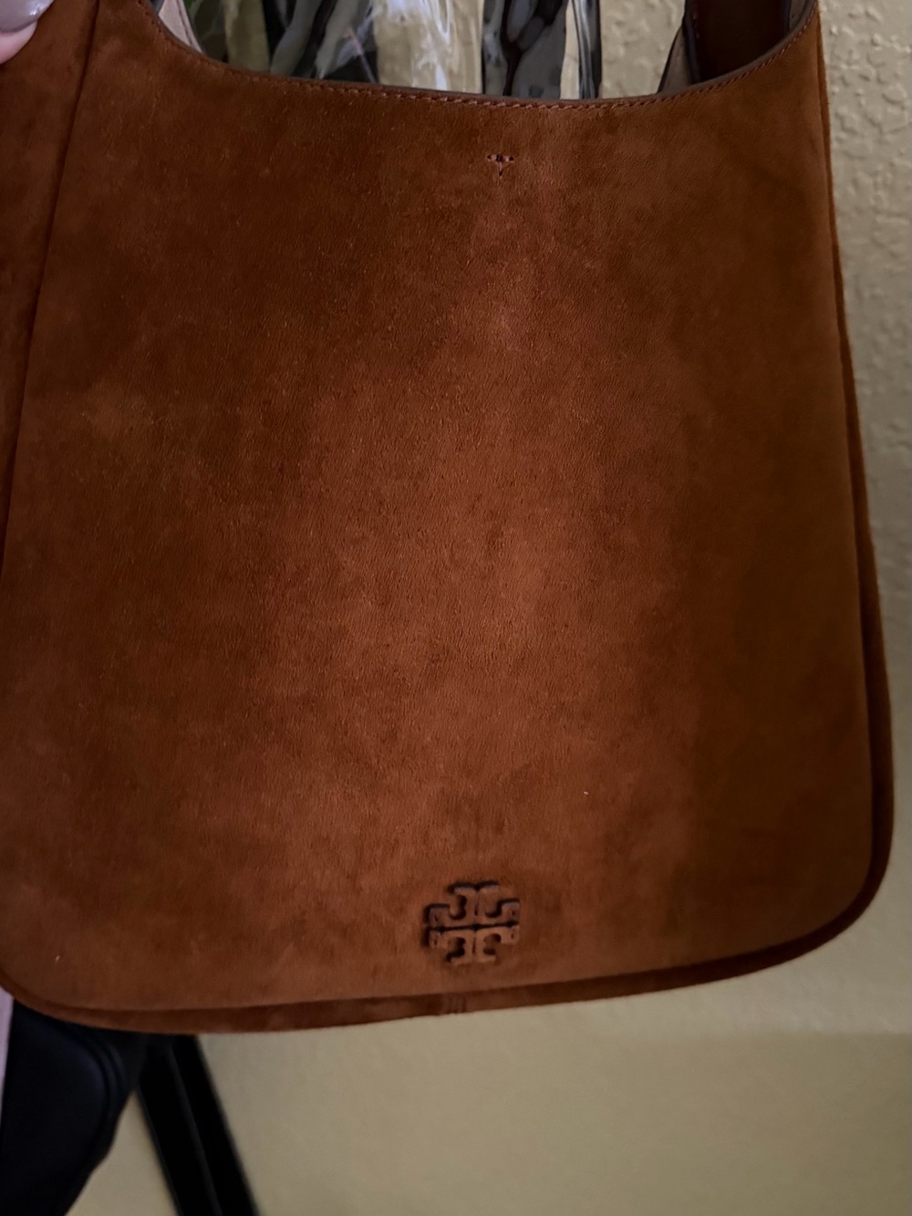 Tory Burch Chestnut Suede Messenger Bag